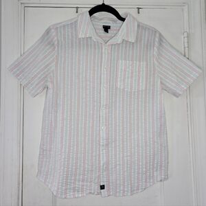 Art Class Pink White Button Down Shirt Boys XL Striped Casual Shirt